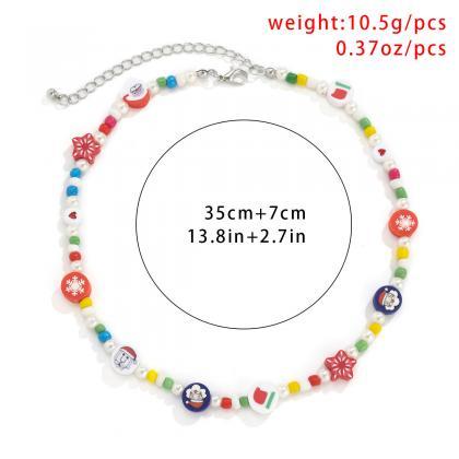 Colorful Christmas Funny Imitation Pearl Necklace..