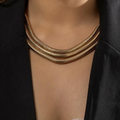 Punk Style Multilayer Thick Thread Chain Gold..