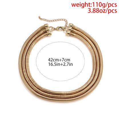 Punk Style Multilayer Thick Thread Chain Gold..
