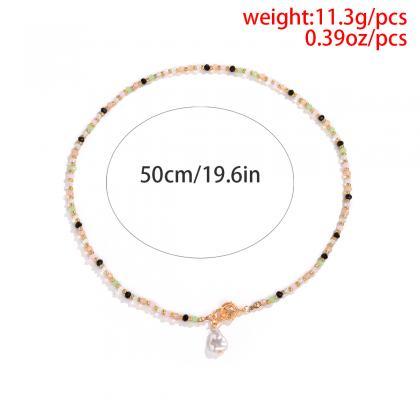 Shaped Imitation Pearl Tassel Pendant Necklace..