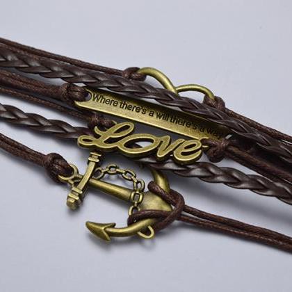 Love Infinite Anchor Vintage Multi-layer Bracelet