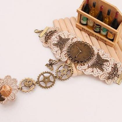 Gothic Lace Vintage High-grade Bracelet With Ring..