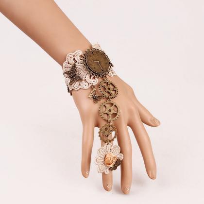 Gothic Lace Vintage High-grade Bracelet With Ring..