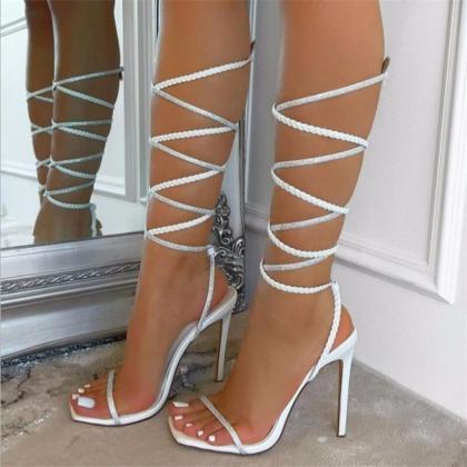 2022 Summer Woman Shoes High Heels Sexy Leather..