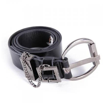 Stylish Black Alloy Button Waist Belt