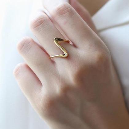Simple Chic Solid Color Irregular Adjustable Ring