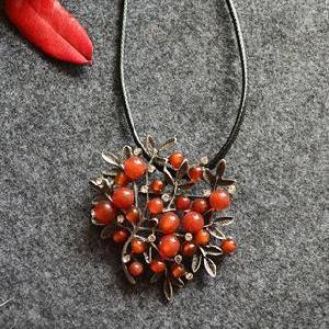 Red Colored Stone With Branch Necklace