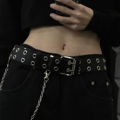 Hip-hop Double Breasted Metal Chain Punk Belt
