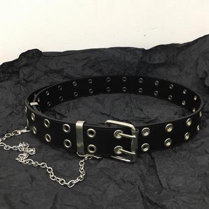 Hip-hop Double Breasted Metal Chain Punk Belt