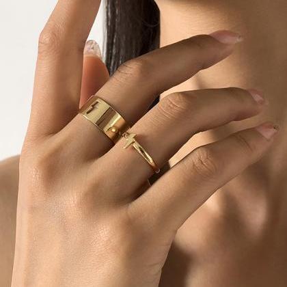 Simple Casual Hollow Solid Color Rings