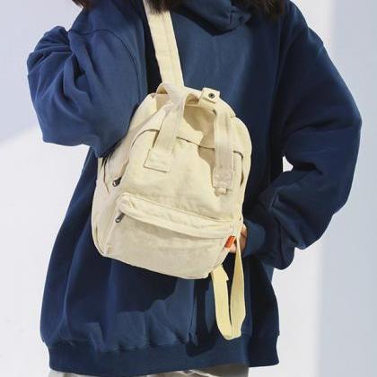 Cream Simple Casual 5 Colors Canvas Backpack