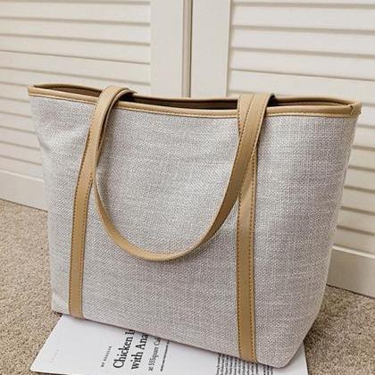 Cream Large Size Casual Simple Solid Color Canvas..