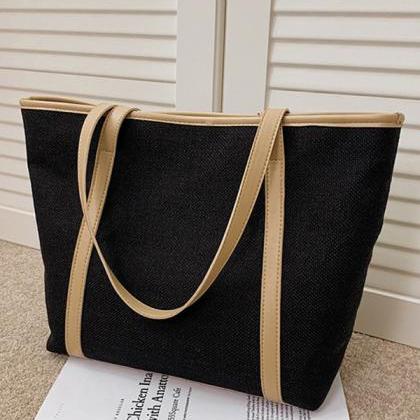 Black Large Size Casual Simple Solid Color Canvas..