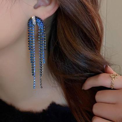 Urban Blue Tasseled Earring