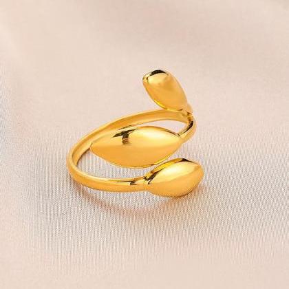 Gold Original Geometric Irregular Adjustable Ring