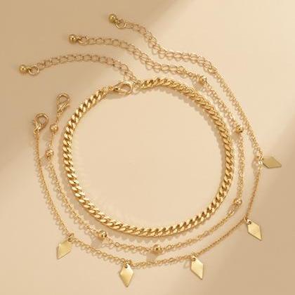 Gold Original Simple Casual 3 Pieces Anklets