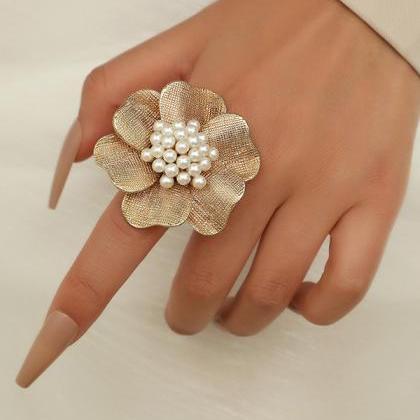 Original Statement Flower Shape Beads Ring