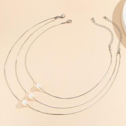 Silver Original Multi-layers Beads Necklace