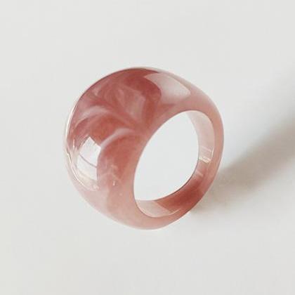 Pink Original 9 Colors Geometric Resin Ring