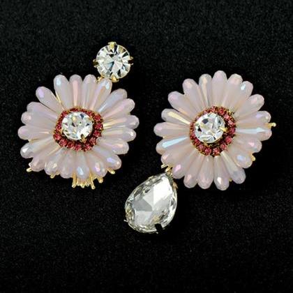 Pink Original Vintage Asymmetric Floral Earrings..