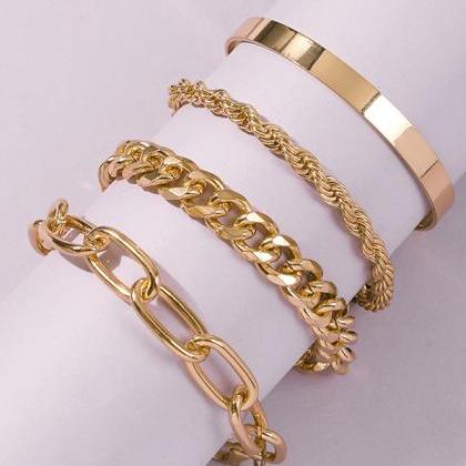 Gold Original Cool Statement Chains Bracelet