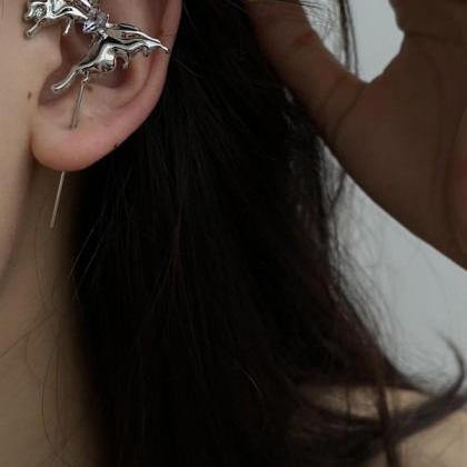 Silver Urban Butterfly Shape Asymmetric Earrings..