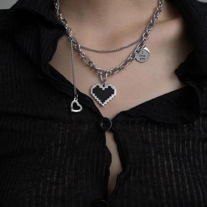 Punk Heart Shape Chains Necklaces Accessories