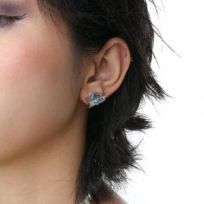 Simple Contrast Color Geometric Earrings..