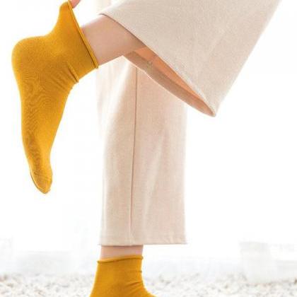 Ginger Solid Color Rolled Socks