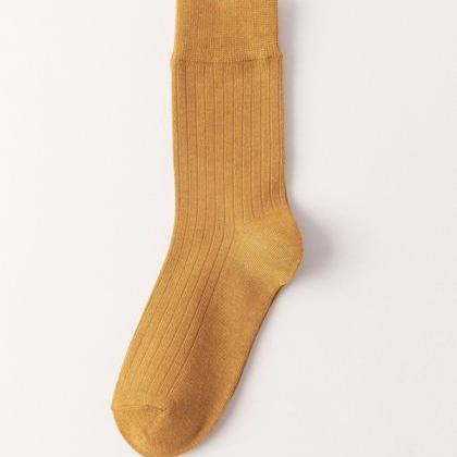 Yellow Casual Simple 10 Colors Socks