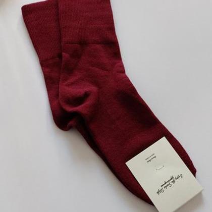 Wine Red Casual Simple 9 Colors Socks