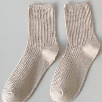Light Khaki Simple Casual Socks
