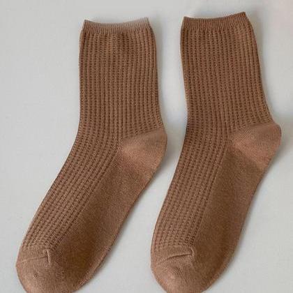 Deep Khaki Simple Casual Socks