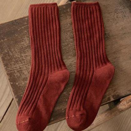 DARK RED Vintage Casual Simple Sock..