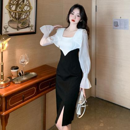 Elegant And Sophisticated High-slit Midi Dress
