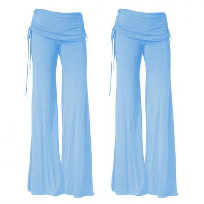 Pure Color Low Waist Yoga Wide-legs Long Pants..