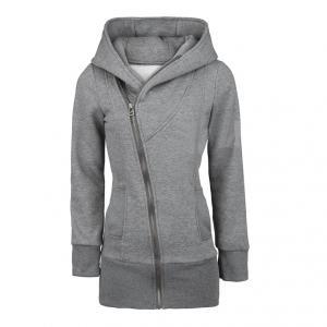 Zippered Plus Size Women's Hooded..