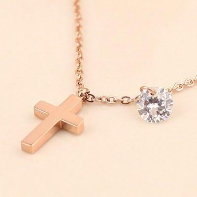 Fashion Cross Anklet With Rhineston..