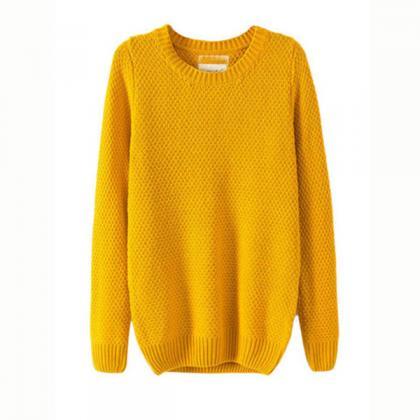 Loose Knit Crew Neck Pullover Sweaters on Luulla