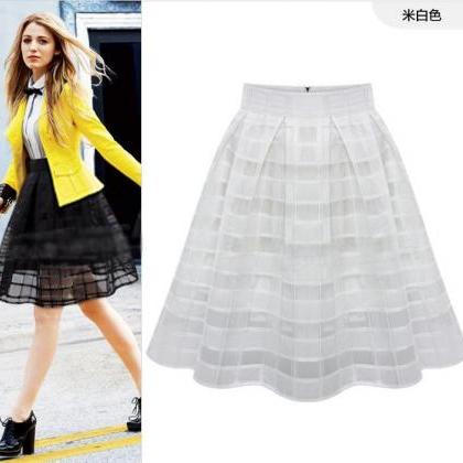 High Waist Zipper Organze Plus Size Skirt
