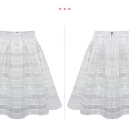 High Waist Zipper Organze Plus Size Skirt