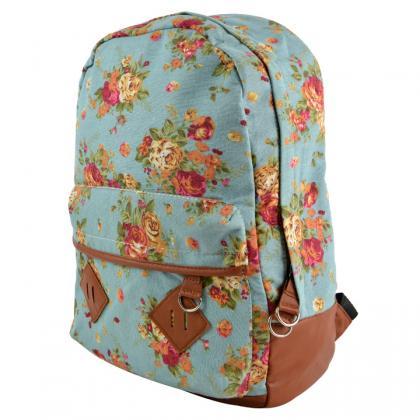 Canvas Flower Rucksack Backpack School Bag
