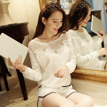 Embroidery Lace Crochet Tee Blouse