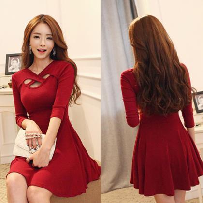 Hollow Out Bodycon Pleated Dress