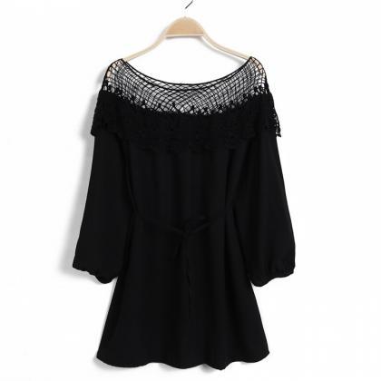 Hollow Out Lace Splicing Dress