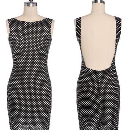 Backless Dots Knee-length Party Dress