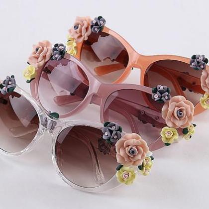 Retro Shades Rose Flowers Sunglasses