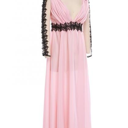 Long Lace Chiffon Prom Gown Dress