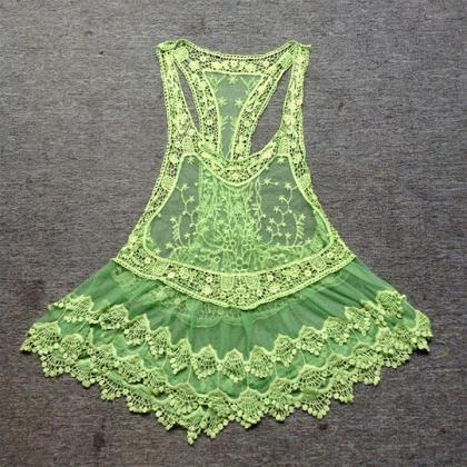 Lace Crochet Hollow Beach Dress Vest