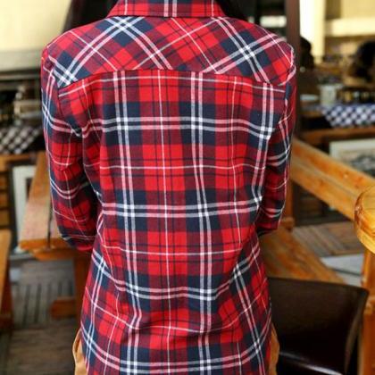 Lapel Shirt Plaids Checks Flannel Shirt